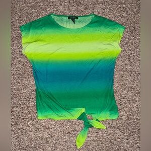 Lauren by Ralph Lauren green blue yellow  hue tie shirt med 🍀